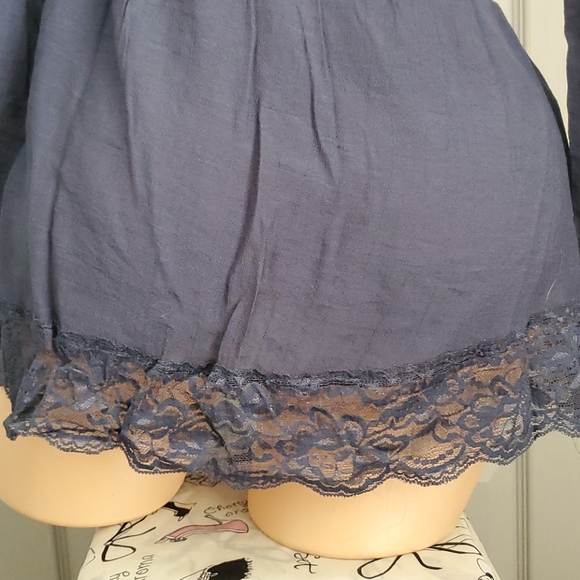 LAST ONE Spring 2021 Blue Lace V Neck Top - Picture 8 of 14